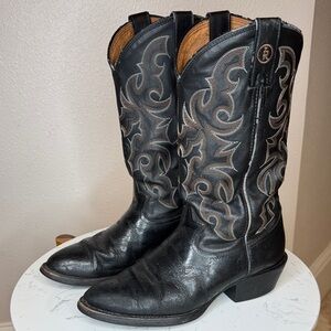 Tony Lama Black and Brown Cowboy Western‎ Leather Boots style RR4001 - 8D